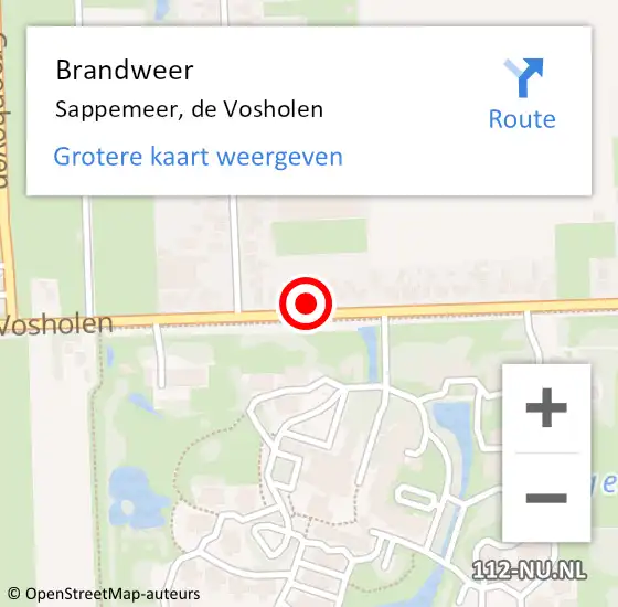 Locatie op kaart van de 112 melding: Brandweer Sappemeer, de Vosholen op 5 juli 2023 02:10