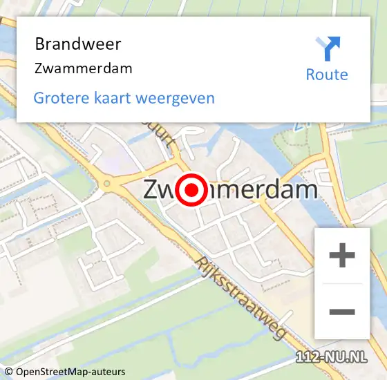 Locatie op kaart van de 112 melding: Brandweer Zwammerdam op 5 juli 2023 06:35