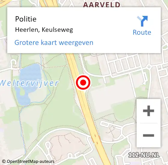 Locatie op kaart van de 112 melding: Politie Heerlen, Keulseweg op 5 juli 2023 08:27