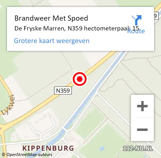 Locatie op kaart van de 112 melding: Brandweer Met Spoed Naar De Fryske Marren, N359 hectometerpaal: 15 op 5 juli 2023 09:46