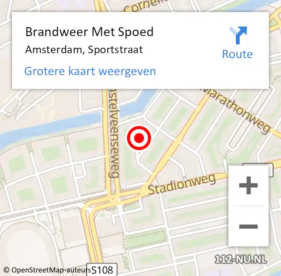 Locatie op kaart van de 112 melding: Brandweer Met Spoed Naar Amsterdam, Sportstraat op 5 juli 2023 09:57