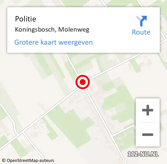 Locatie op kaart van de 112 melding: Politie Koningsbosch, Molenweg op 5 juli 2023 10:00