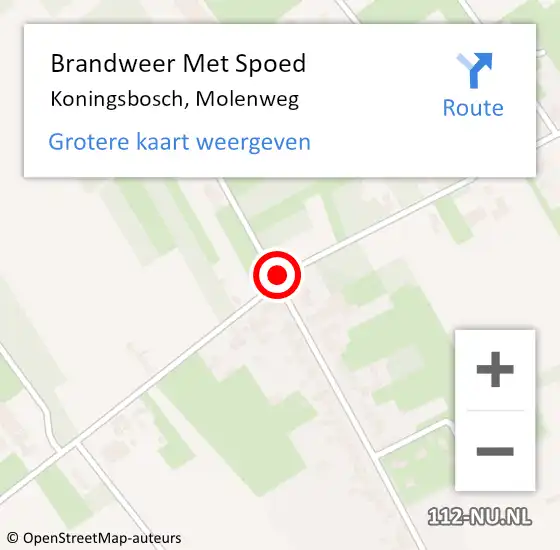 Locatie op kaart van de 112 melding: Brandweer Met Spoed Naar Koningsbosch, Molenweg op 5 juli 2023 10:01