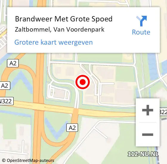 Locatie op kaart van de 112 melding: Brandweer Met Grote Spoed Naar Zaltbommel, Van Voordenpark op 5 juli 2023 10:13