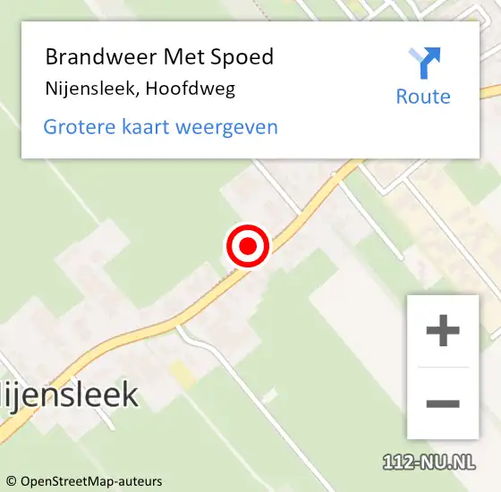 Locatie op kaart van de 112 melding: Brandweer Met Spoed Naar Nijensleek, Hoofdweg op 5 juli 2023 10:27