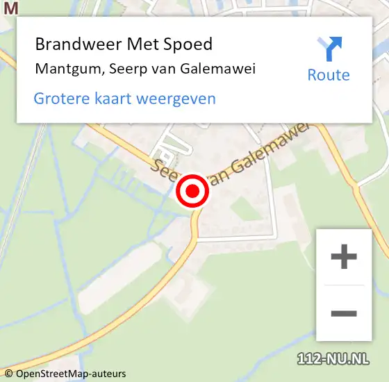 Locatie op kaart van de 112 melding: Brandweer Met Spoed Naar Mantgum, Seerp van Galemawei op 5 juli 2023 10:31