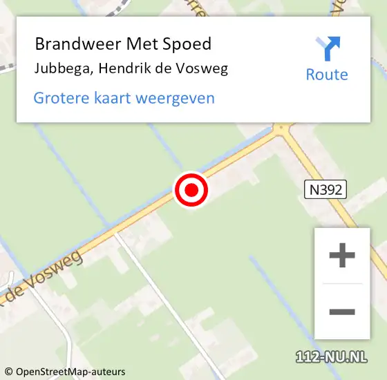Locatie op kaart van de 112 melding: Brandweer Met Spoed Naar Jubbega, Hendrik de Vosweg op 5 juli 2023 10:36
