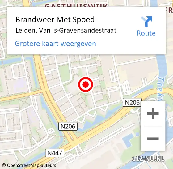 Locatie op kaart van de 112 melding: Brandweer Met Spoed Naar Leiden, Van 's-Gravensandestraat op 5 juli 2023 10:54