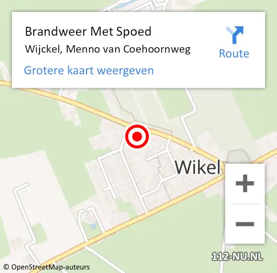 Locatie op kaart van de 112 melding: Brandweer Met Spoed Naar Wijckel, Menno van Coehoornweg op 5 juli 2023 11:06