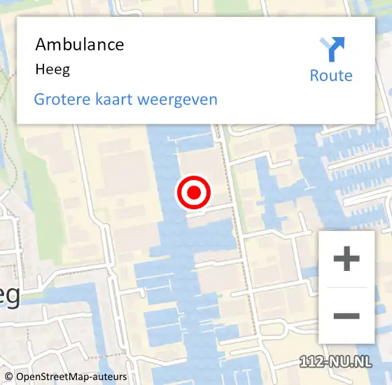 Locatie op kaart van de 112 melding: Ambulance Heeg op 5 juli 2023 11:20