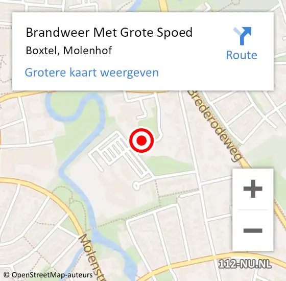 Locatie op kaart van de 112 melding: Brandweer Met Grote Spoed Naar Boxtel, Molenhof op 5 juli 2023 11:33