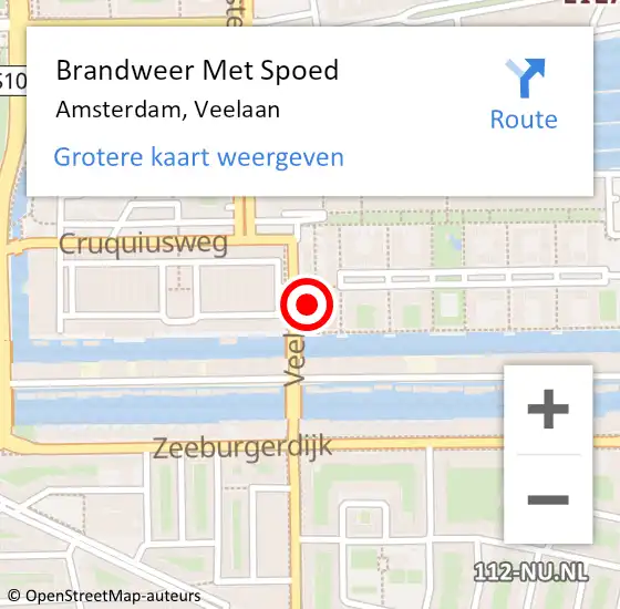 Locatie op kaart van de 112 melding: Brandweer Met Spoed Naar Amsterdam, Veelaan op 5 juli 2023 11:33