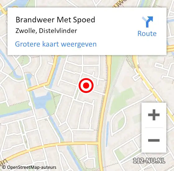 Locatie op kaart van de 112 melding: Brandweer Met Spoed Naar Zwolle, Distelvlinder op 5 juli 2023 11:38