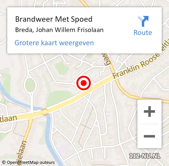 Locatie op kaart van de 112 melding: Brandweer Met Spoed Naar Breda, Johan Willem Frisolaan op 5 juli 2023 11:46