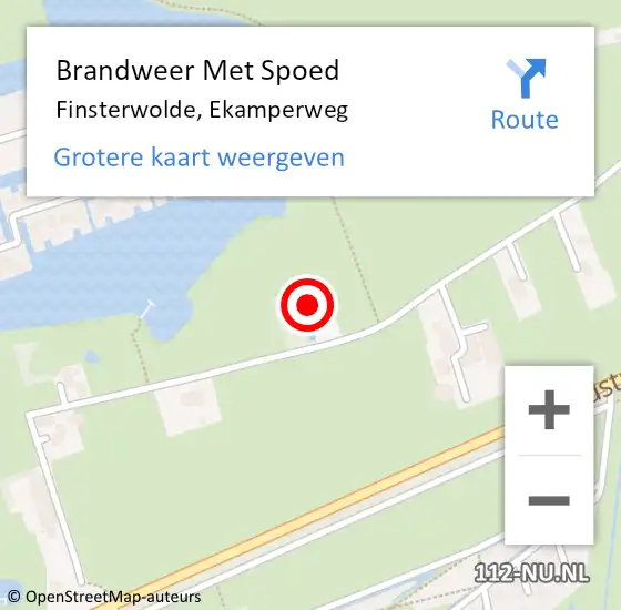 Locatie op kaart van de 112 melding: Brandweer Met Spoed Naar Finsterwolde, Ekamperweg op 5 juli 2023 11:47