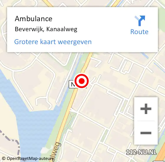 Locatie op kaart van de 112 melding: Ambulance Beverwijk, Kanaalweg op 5 juli 2023 11:51