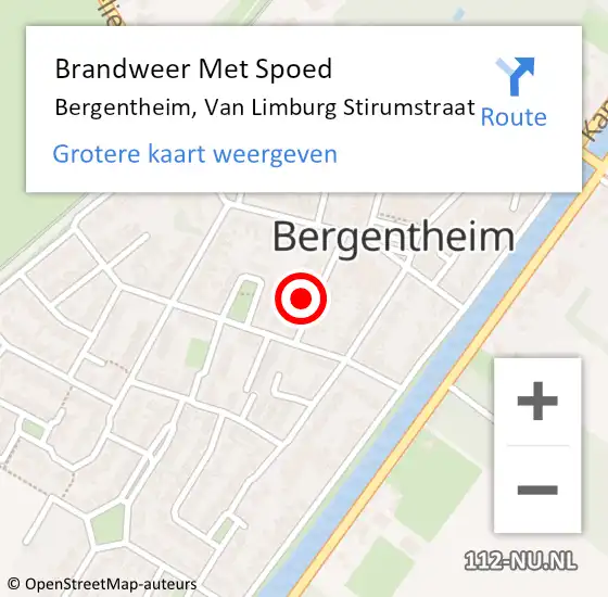 Locatie op kaart van de 112 melding: Brandweer Met Spoed Naar Bergentheim, Van Limburg Stirumstraat op 5 juli 2023 12:03