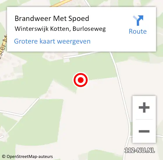 Locatie op kaart van de 112 melding: Brandweer Met Spoed Naar Winterswijk Kotten, Burloseweg op 5 juli 2023 12:14