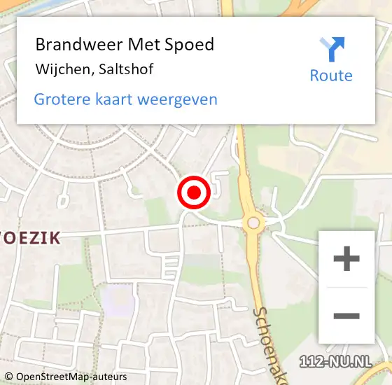 Locatie op kaart van de 112 melding: Brandweer Met Spoed Naar Wijchen, Saltshof op 5 juli 2023 12:39