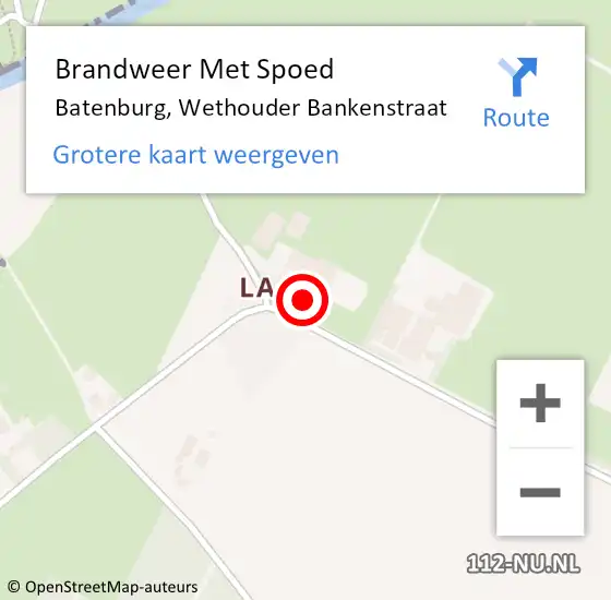 Locatie op kaart van de 112 melding: Brandweer Met Spoed Naar Batenburg, Wethouder Bankenstraat op 5 juli 2023 12:57