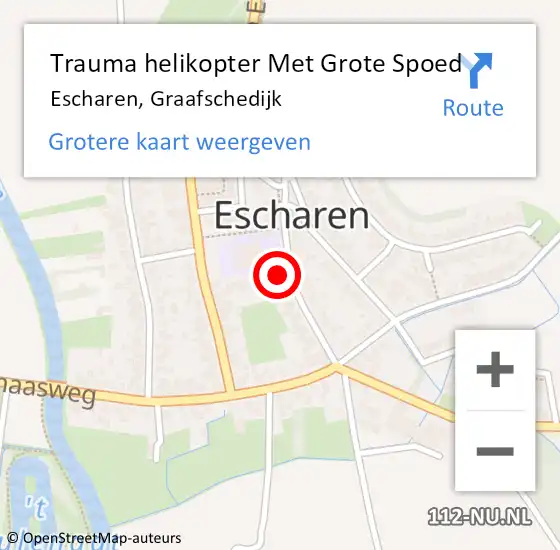 Locatie op kaart van de 112 melding: Trauma helikopter Met Grote Spoed Naar Escharen, Graafschedijk op 5 juli 2023 13:00