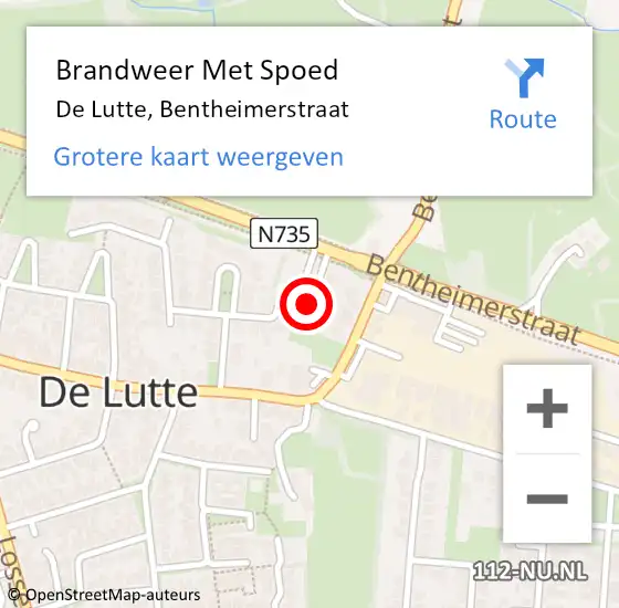 Locatie op kaart van de 112 melding: Brandweer Met Spoed Naar De Lutte, Bentheimerstraat op 5 juli 2023 13:02