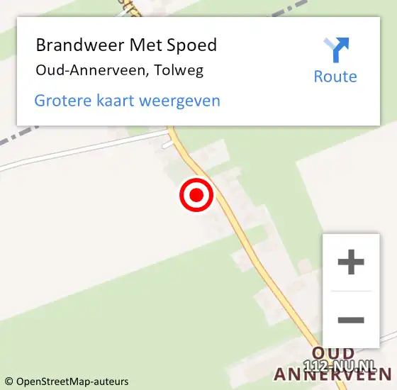 Locatie op kaart van de 112 melding: Brandweer Met Spoed Naar Oud-Annerveen, Tolweg op 5 juli 2023 13:02
