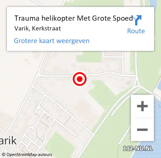 Locatie op kaart van de 112 melding: Trauma helikopter Met Grote Spoed Naar Varik, Kerkstraat op 5 juli 2023 13:33