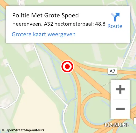 Locatie op kaart van de 112 melding: Politie Met Grote Spoed Naar Heerenveen, A32 hectometerpaal: 48,8 op 5 juli 2023 13:51