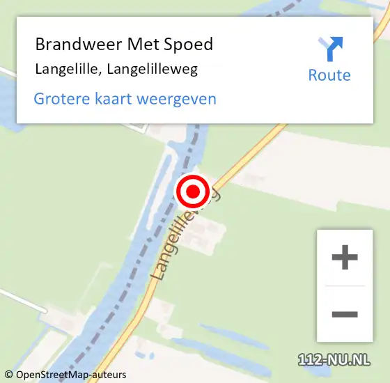 Locatie op kaart van de 112 melding: Brandweer Met Spoed Naar Langelille, Langelilleweg op 5 juli 2023 14:04