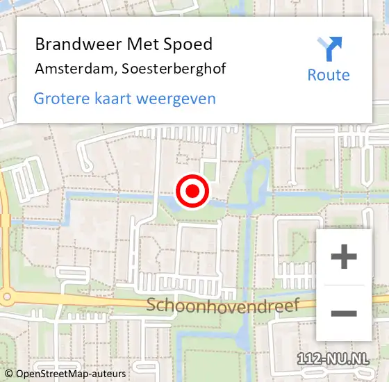 Locatie op kaart van de 112 melding: Brandweer Met Spoed Naar Amsterdam, Soesterberghof op 5 juli 2023 14:08
