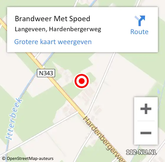 Locatie op kaart van de 112 melding: Brandweer Met Spoed Naar Langeveen, Hardenbergerweg op 5 juli 2023 14:24