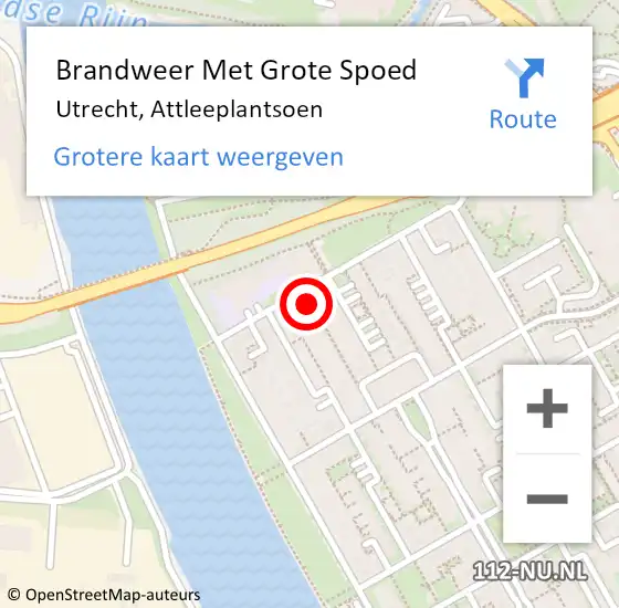 Locatie op kaart van de 112 melding: Brandweer Met Grote Spoed Naar Utrecht, Attleeplantsoen op 5 juli 2023 15:30