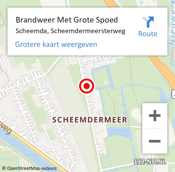 Locatie op kaart van de 112 melding: Brandweer Met Grote Spoed Naar Scheemda, Scheemdermeersterweg op 5 juli 2023 15:59