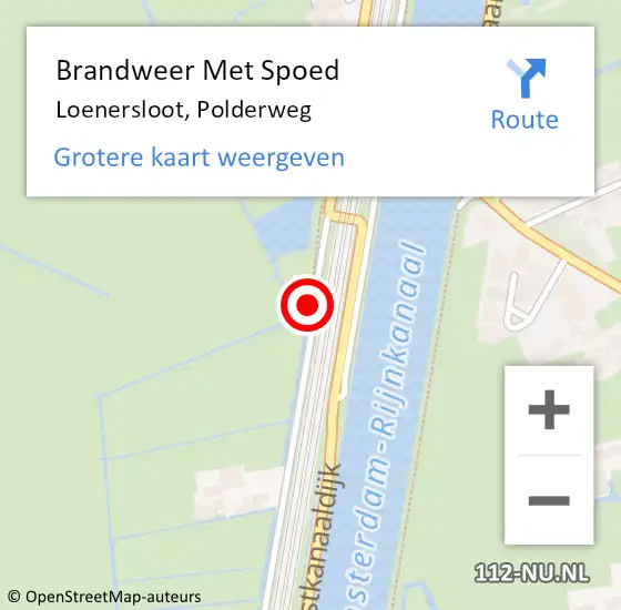 Locatie op kaart van de 112 melding: Brandweer Met Spoed Naar Loenersloot, Polderweg op 5 juli 2023 17:00