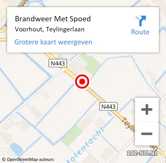 Locatie op kaart van de 112 melding: Brandweer Met Spoed Naar Voorhout, Teylingerlaan op 5 juli 2023 17:08