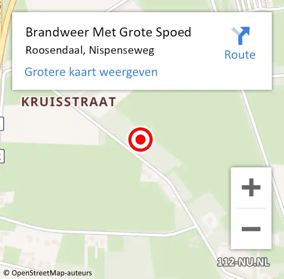 Locatie op kaart van de 112 melding: Brandweer Met Grote Spoed Naar Roosendaal, Nispenseweg op 5 juli 2023 17:39
