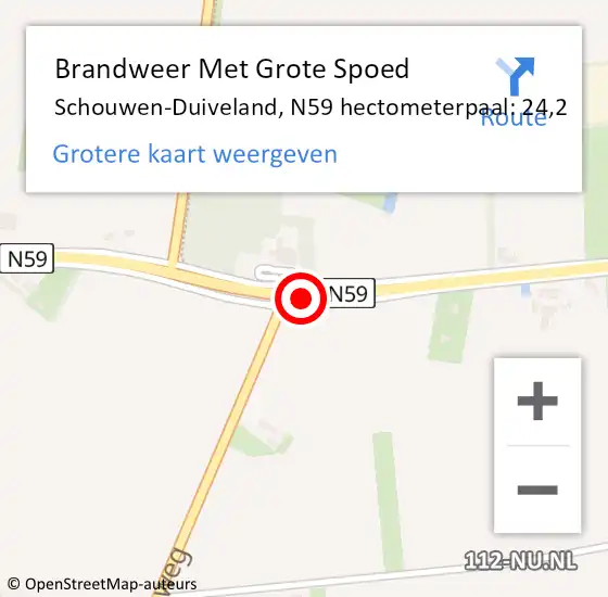 Locatie op kaart van de 112 melding: Brandweer Met Grote Spoed Naar Schouwen-Duiveland, N59 hectometerpaal: 24,2 op 5 juli 2023 17:41