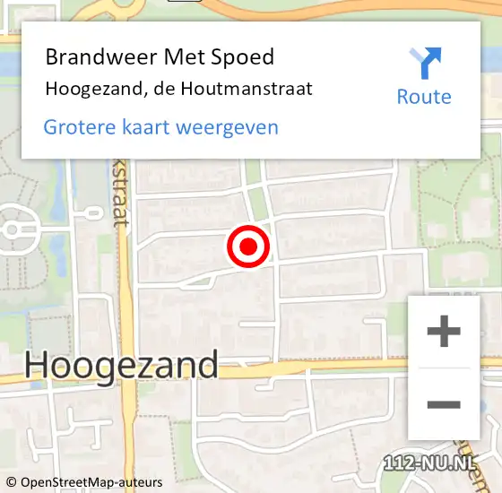 Locatie op kaart van de 112 melding: Brandweer Met Spoed Naar Hoogezand, de Houtmanstraat op 5 juli 2023 18:58
