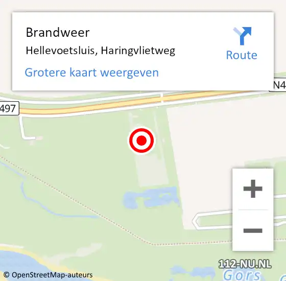 Locatie op kaart van de 112 melding: Brandweer Hellevoetsluis, Haringvlietweg op 5 juli 2023 19:07