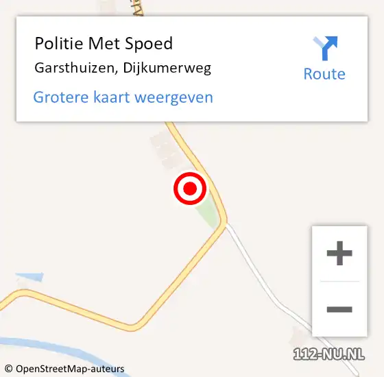 Locatie op kaart van de 112 melding: Politie Met Spoed Naar Garsthuizen, Dijkumerweg op 5 juli 2023 19:35