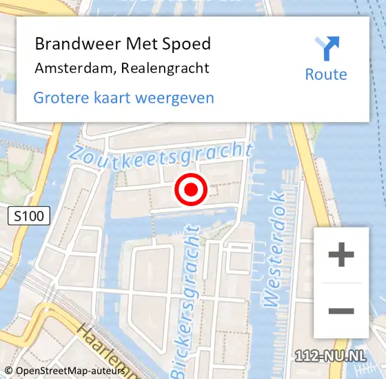 Locatie op kaart van de 112 melding: Brandweer Met Spoed Naar Amsterdam, Realengracht op 5 juli 2023 21:13