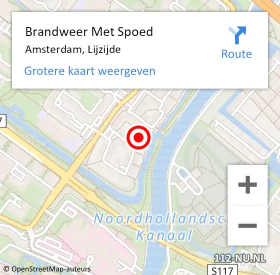 Locatie op kaart van de 112 melding: Brandweer Met Spoed Naar Amsterdam, Lijzijde op 5 juli 2023 21:14