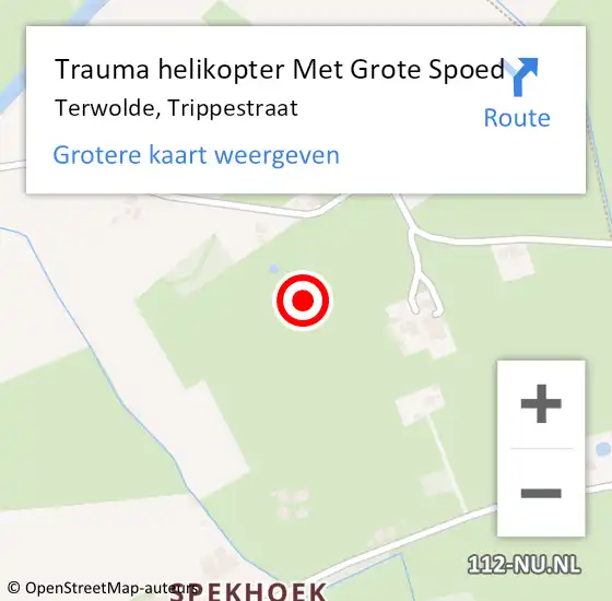 Locatie op kaart van de 112 melding: Trauma helikopter Met Grote Spoed Naar Terwolde, Trippestraat op 5 juli 2023 21:35