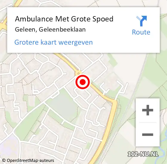 Locatie op kaart van de 112 melding: Ambulance Met Grote Spoed Naar Geleen, Geleenbeeklaan op 31 augustus 2014 16:18
