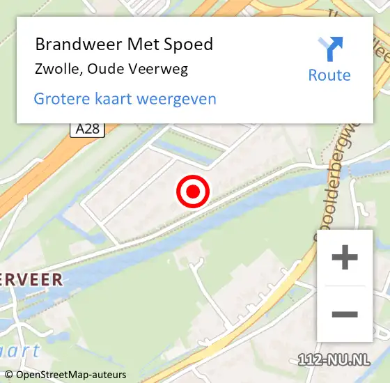 Locatie op kaart van de 112 melding: Brandweer Met Spoed Naar Zwolle, Oude Veerweg op 5 juli 2023 23:08