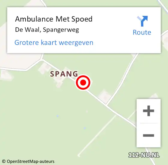 Locatie op kaart van de 112 melding: Ambulance Met Spoed Naar De Waal, Spangerweg op 5 juli 2023 23:20