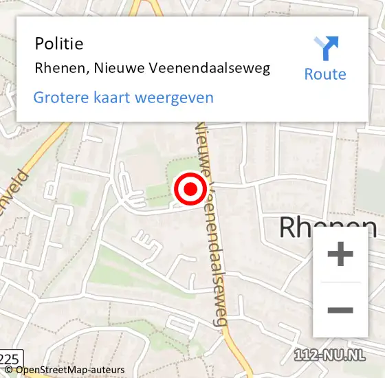 Locatie op kaart van de 112 melding: Politie Rhenen, Nieuwe Veenendaalseweg op 6 juli 2023 00:34
