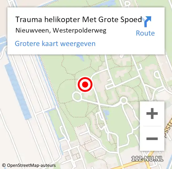 Locatie op kaart van de 112 melding: Trauma helikopter Met Grote Spoed Naar Nieuwveen, Westerpolderweg op 6 juli 2023 01:15