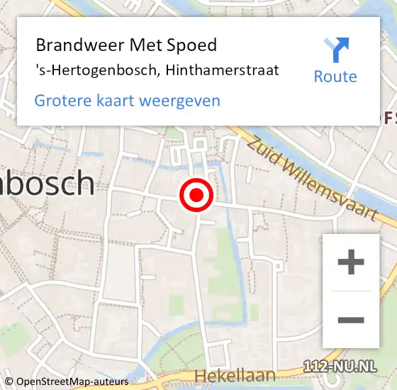 Locatie op kaart van de 112 melding: Brandweer Met Spoed Naar 's-Hertogenbosch, Hinthamerstraat op 6 juli 2023 03:50